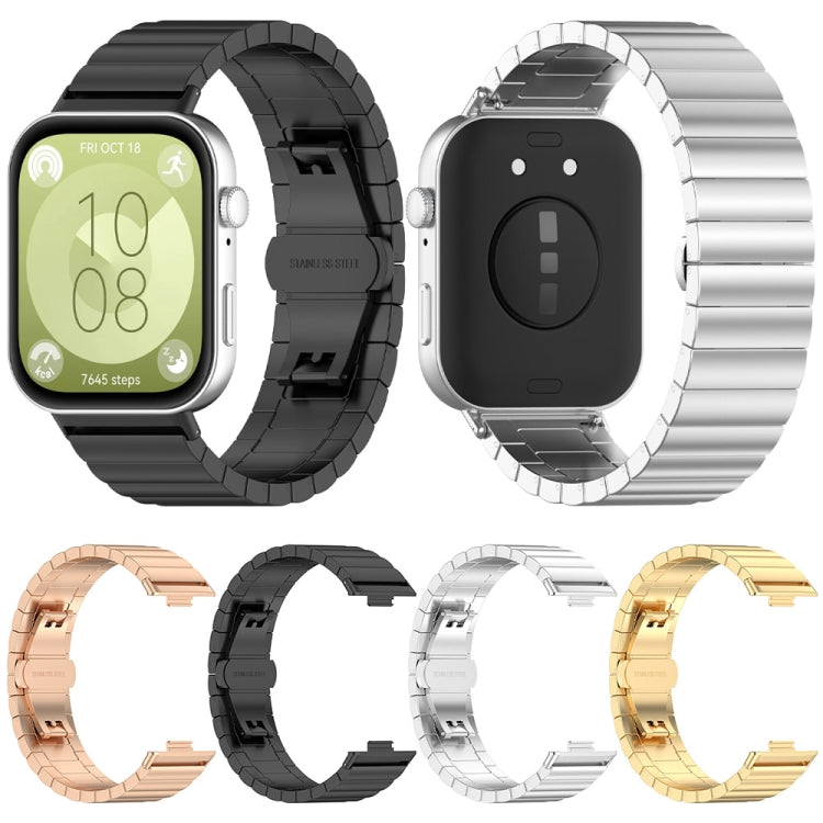 For Huawei Watch Fit3 One Bead Stainless Steel Watch Band(Rose Gold) by bashfashion