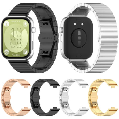 For Huawei Watch Fit3 One Bead Stainless Steel Watch Band(Silver) by bashfashion