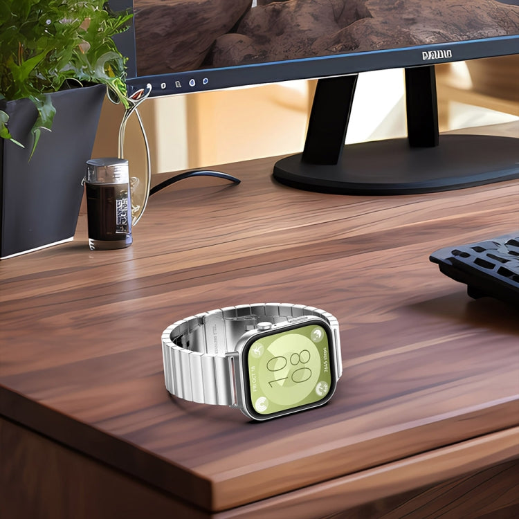 For Huawei Watch Fit3 One Bead Stainless Steel Watch Band(Silver) by bashfashion