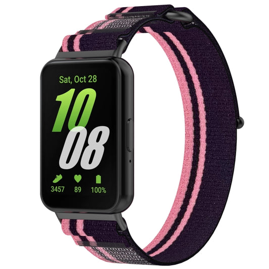 For Samsung Galaxy Fit 3 Loop Nylon Watch Band(Pink Purple) by bashfashion