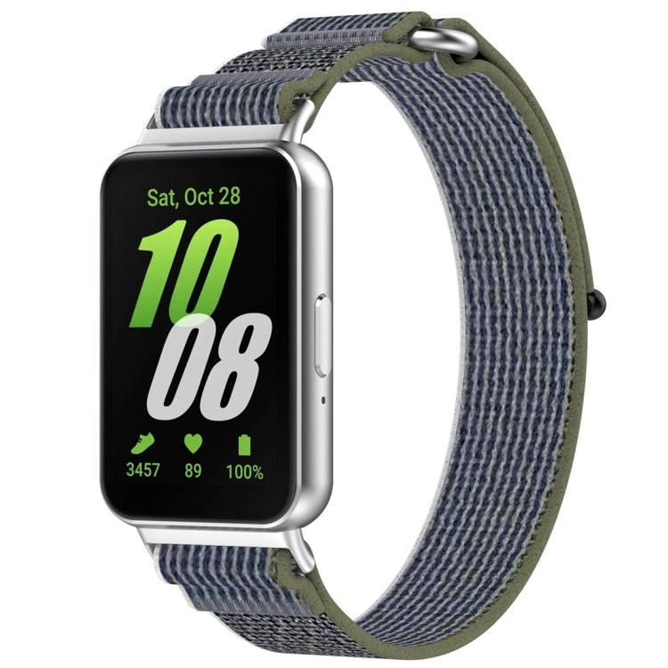 For Samsung Galaxy Fit 3 Loop Nylon Watch Band(Green Grey) by bashfashion