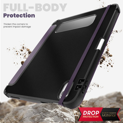 For iPad 2025 / 2022 Carbon Fiber Leather Smart Tablet Case(Purple) by bashfashion