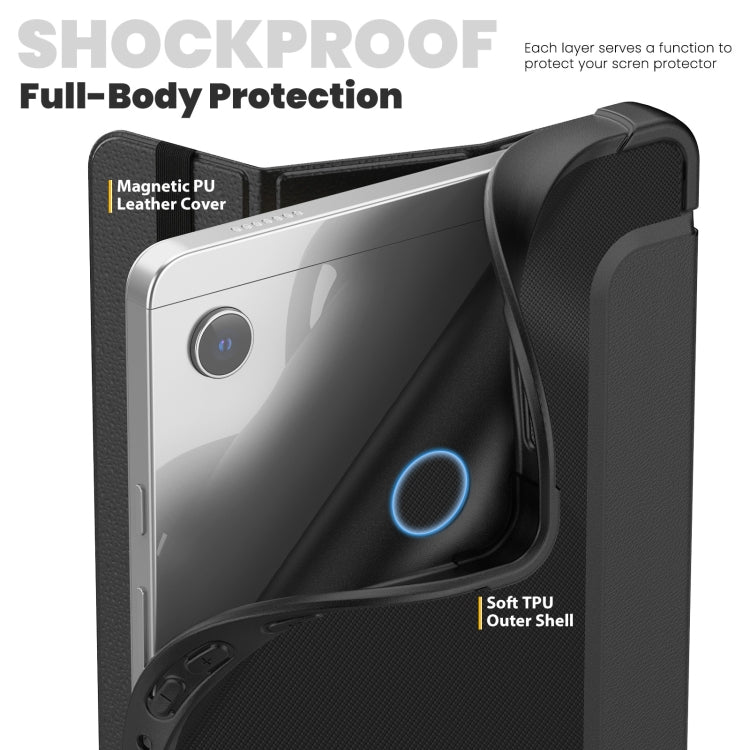 For Samsung Galaxy Tab A11 / A9 Carbon Fiber Leather Smart Tablet Case(Black) by bashfashion