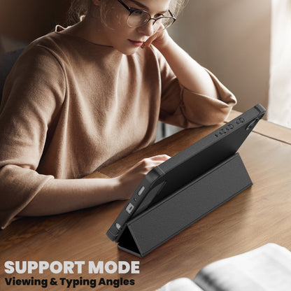 For Samsung Galaxy Tab A11 / A9 Carbon Fiber Leather Smart Tablet Case(Black) by bashfashion