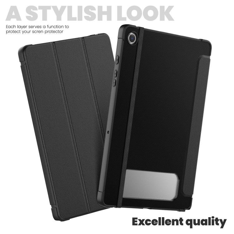 For Samsung Galaxy Tab A11+ / A9+ Carbon Fiber Leather Smart Tablet Case(Black) by bashfashion