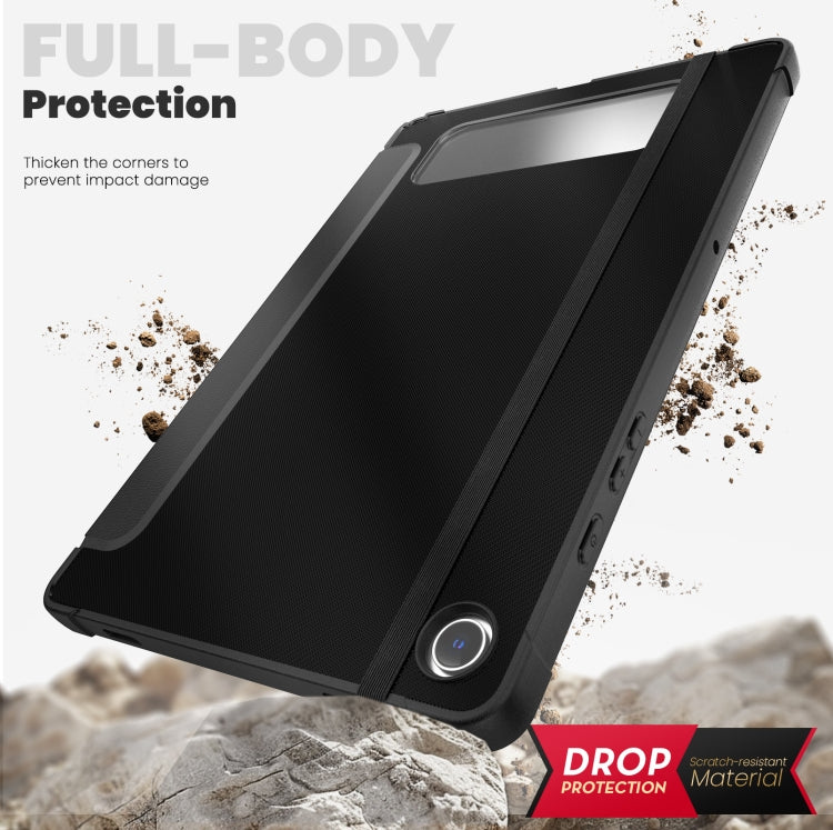 For Samsung Galaxy Tab A11+ / A9+ Carbon Fiber Leather Smart Tablet Case(Black) by bashfashion