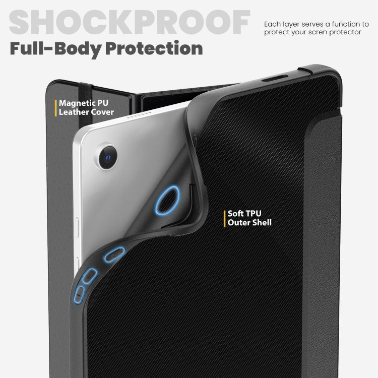 For Samsung Galaxy Tab A11+ / A9+ Carbon Fiber Leather Smart Tablet Case(Black) by bashfashion