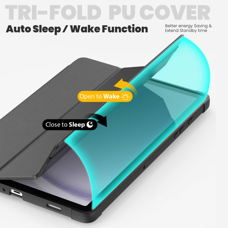 For Samsung Galaxy Tab A11+ / A9+ Carbon Fiber Leather Smart Tablet Case(Black) by bashfashion