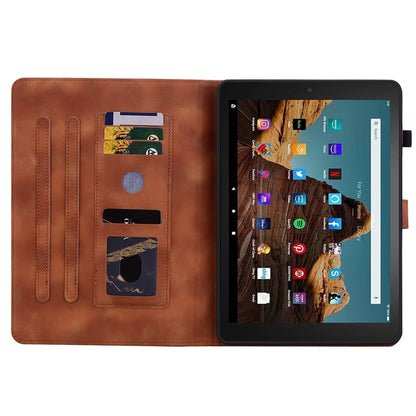 For Amazon Fire HD10 2023 Lily Embossed Leather Tablet Case(Brown) by bashfashion