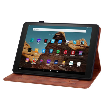 For Amazon Fire HD10 2023 Lily Embossed Leather Tablet Case(Brown) by bashfashion