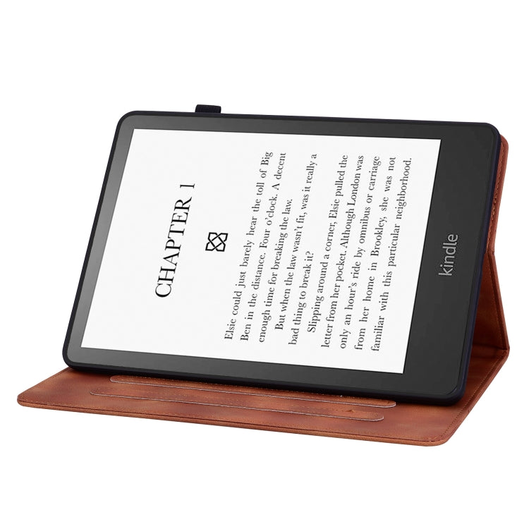 For Amazon Kindle Paperwhite 12th Gen 2024 Lily Embossed Leather Smart Tablet Case(Brown) by bashfashion