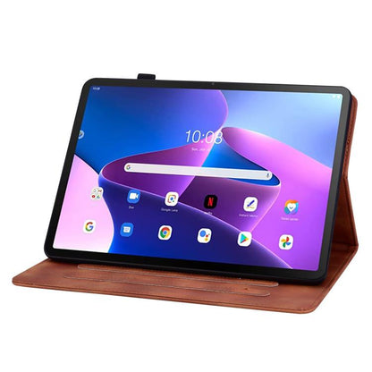 For Lenovo ZhaoYang K10C 10.1 inch Lily Embossed Leather Tablet Case(Brown) by bashfashion