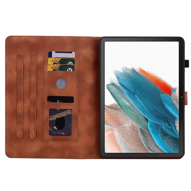 For Samsung Galaxy Tab A8 10.5 2022 Lily Embossed Leather Smart Tablet Case(Brown) by bashfashion