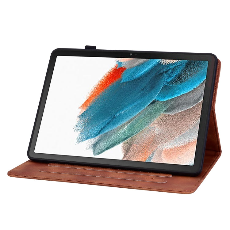 For Samsung Galaxy Tab A8 10.5 2022 Lily Embossed Leather Smart Tablet Case(Brown) by bashfashion