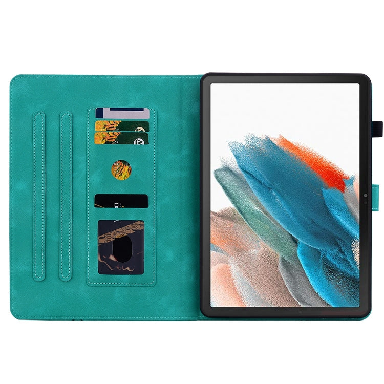 For Samsung Galaxy Tab A8 10.5 2022 Lily Embossed Leather Smart Tablet Case(Green) by bashfashion