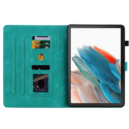 For Samsung Galaxy Tab A8 10.5 2022 Lily Embossed Leather Smart Tablet Case(Green) by bashfashion