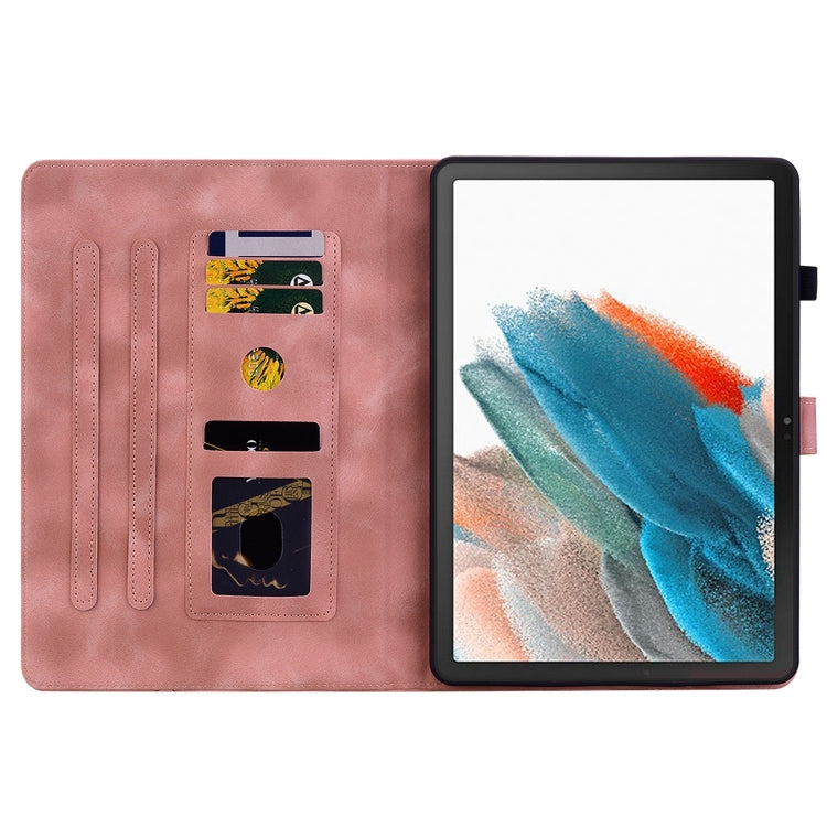 For Samsung Galaxy Tab A8 10.5 2022 Lily Embossed Leather Smart Tablet Case(Pink) by bashfashion