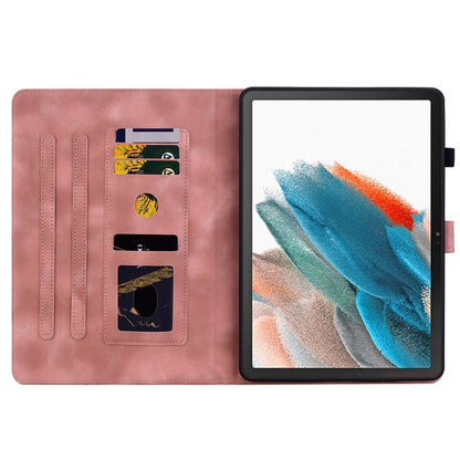For Samsung Galaxy Tab A8 10.5 2022 Lily Embossed Leather Smart Tablet Case(Pink) by bashfashion