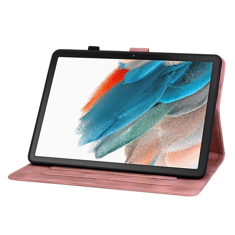 For Samsung Galaxy Tab A8 10.5 2022 Lily Embossed Leather Smart Tablet Case(Pink) by bashfashion
