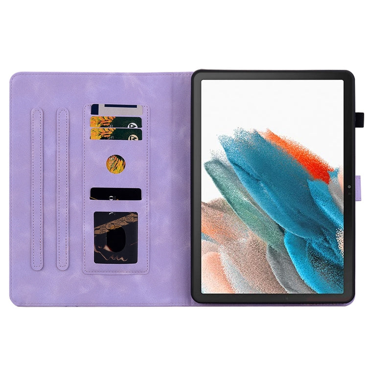 For Samsung Galaxy Tab A8 10.5 2022 Lily Embossed Leather Smart Tablet Case(Purple) by bashfashion