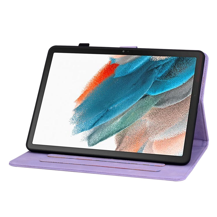 For Samsung Galaxy Tab A8 10.5 2022 Lily Embossed Leather Smart Tablet Case(Purple) by bashfashion