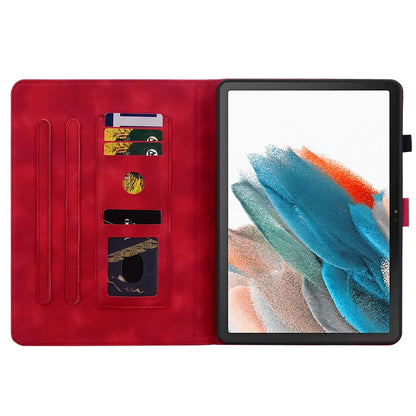 For Samsung Galaxy Tab A8 10.5 2022 Lily Embossed Leather Smart Tablet Case(Red) by bashfashion