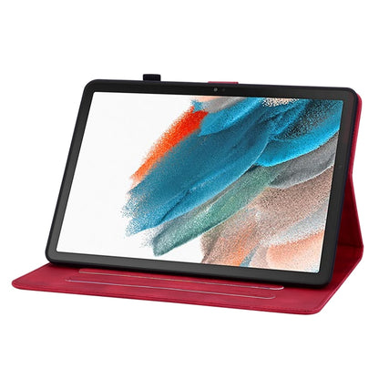 For Samsung Galaxy Tab A8 10.5 2022 Lily Embossed Leather Smart Tablet Case(Red) by bashfashion