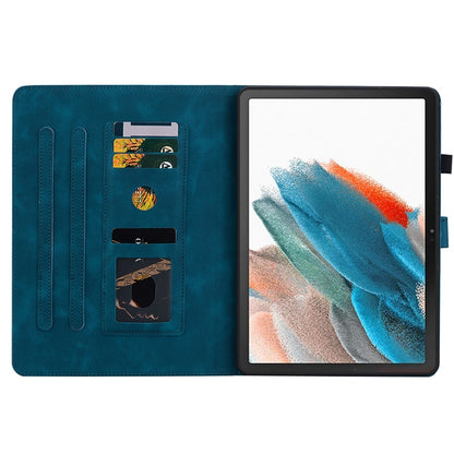 For Samsung Galaxy Tab A8 10.5 2022 Lily Embossed Leather Smart Tablet Case(Dark Blue) by bashfashion