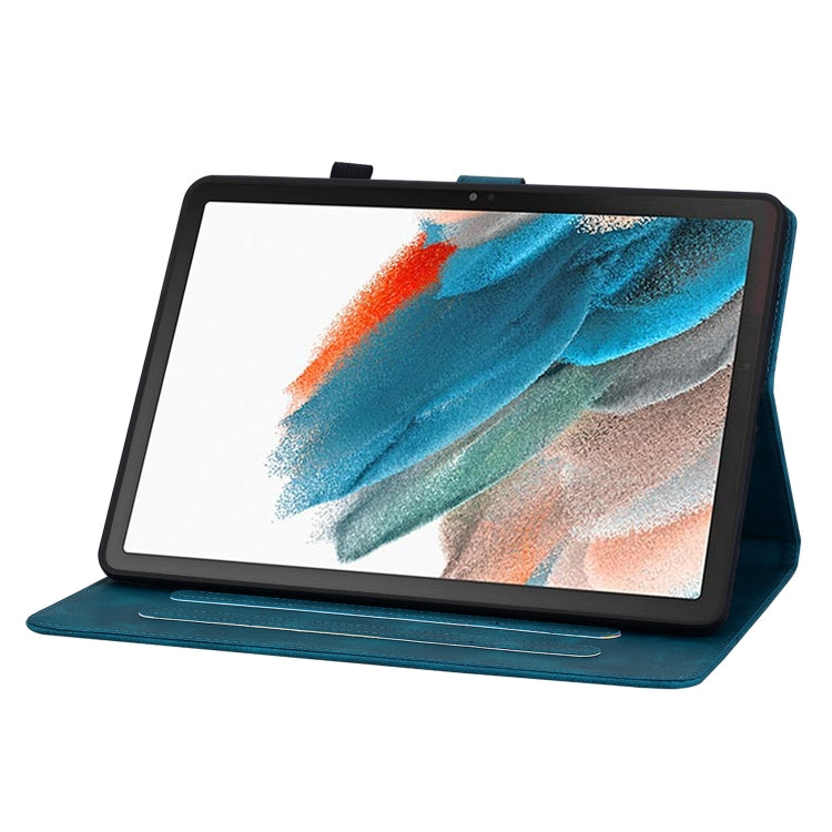 For Samsung Galaxy Tab A8 10.5 2022 Lily Embossed Leather Smart Tablet Case(Dark Blue) by bashfashion