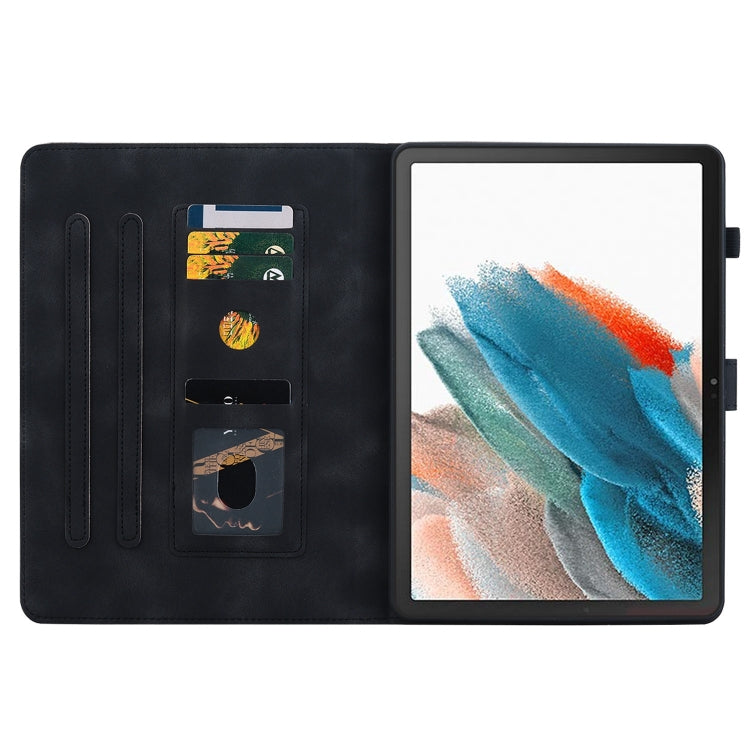 For Samsung Galaxy Tab A8 10.5 2022 Lily Embossed Leather Smart Tablet Case(Black) by bashfashion