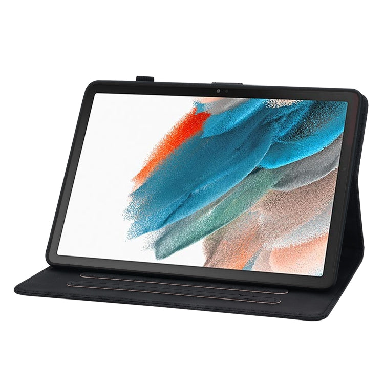 For Samsung Galaxy Tab A8 10.5 2022 Lily Embossed Leather Smart Tablet Case(Black) by bashfashion