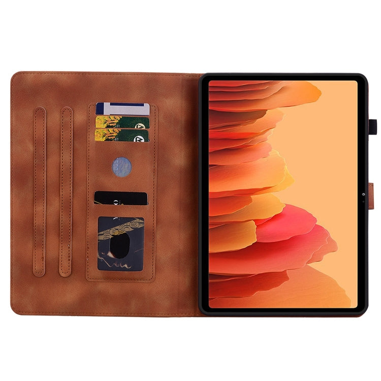 For Samsung Galaxy Tab A7 10.4 Lily Embossed Leather Smart Tablet Case(Brown) by bashfashion