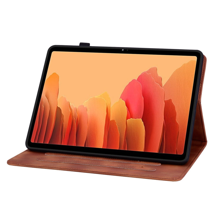 For Samsung Galaxy Tab A7 10.4 Lily Embossed Leather Smart Tablet Case(Brown) by bashfashion