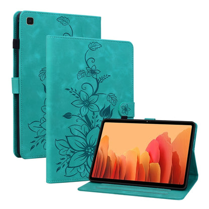 For Samsung Galaxy Tab A7 10.4 Lily Embossed Leather Smart Tablet Case(Green) by bashfashion