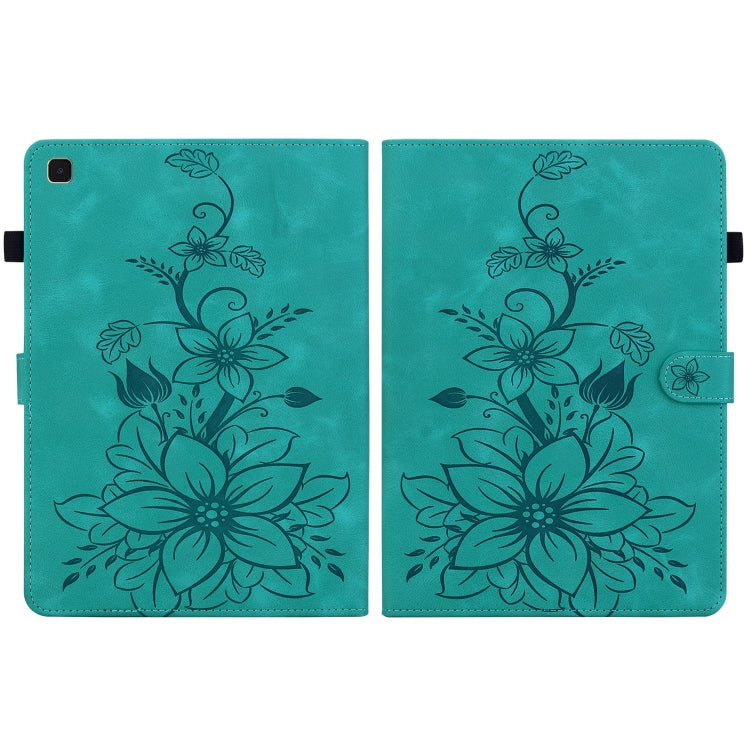 For Samsung Galaxy Tab A7 10.4 Lily Embossed Leather Smart Tablet Case(Green) by bashfashion