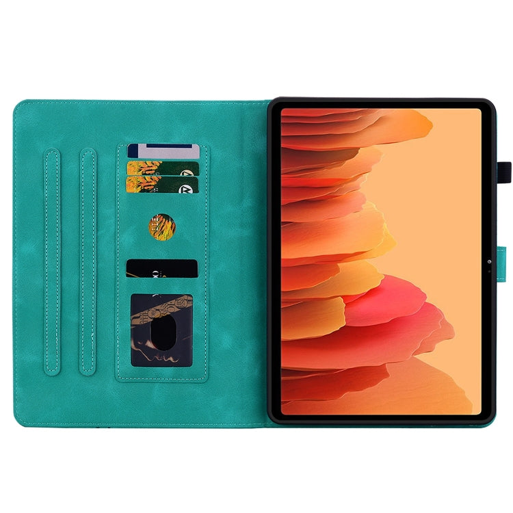 For Samsung Galaxy Tab A7 10.4 Lily Embossed Leather Smart Tablet Case(Green) by bashfashion