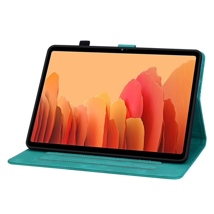 For Samsung Galaxy Tab A7 10.4 Lily Embossed Leather Smart Tablet Case(Green) by bashfashion