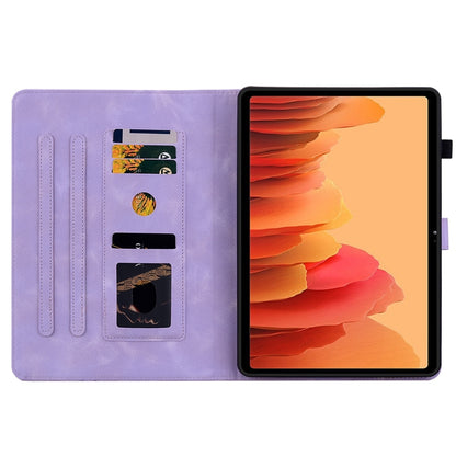 For Samsung Galaxy Tab A7 10.4 Lily Embossed Leather Smart Tablet Case(Purple) by bashfashion