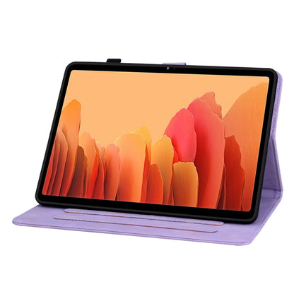 For Samsung Galaxy Tab A7 10.4 Lily Embossed Leather Smart Tablet Case(Purple) by bashfashion