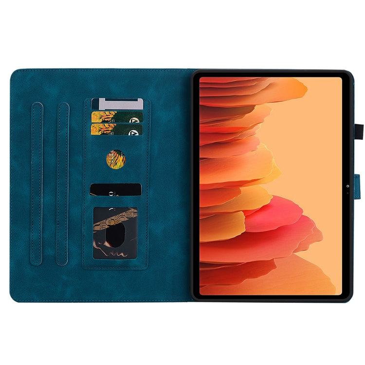 For Samsung Galaxy Tab A7 10.4 Lily Embossed Leather Smart Tablet Case(Dark Blue) by bashfashion