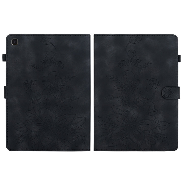 For Samsung Galaxy Tab A7 10.4 Lily Embossed Leather Smart Tablet Case(Black) by bashfashion