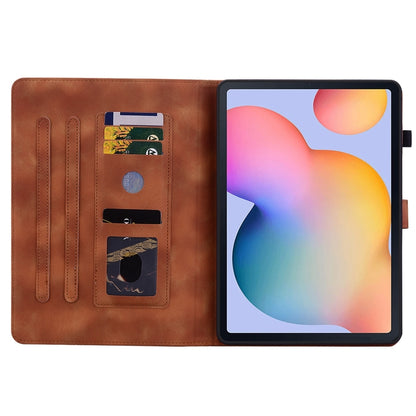 For Samsung Galaxy Tab S6 Lite Lily Embossed Leather Smart Tablet Case(Brown) by bashfashion