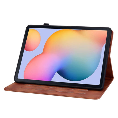 For Samsung Galaxy Tab S6 Lite Lily Embossed Leather Smart Tablet Case(Brown) by bashfashion