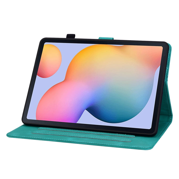 For Samsung Galaxy Tab S6 Lite Lily Embossed Leather Smart Tablet Case(Green) by bashfashion