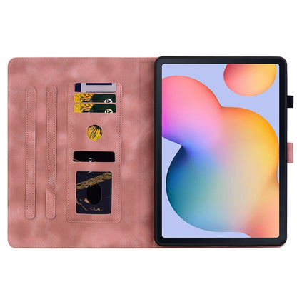 For Samsung Galaxy Tab S6 Lite Lily Embossed Leather Smart Tablet Case(Pink) by bashfashion