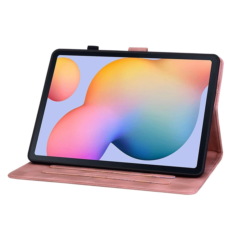 For Samsung Galaxy Tab S6 Lite Lily Embossed Leather Smart Tablet Case(Pink) by bashfashion