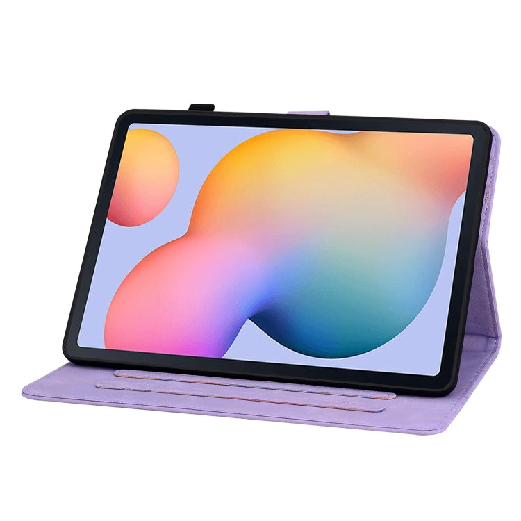 For Samsung Galaxy Tab S6 Lite Lily Embossed Leather Smart Tablet Case(Purple) by bashfashion