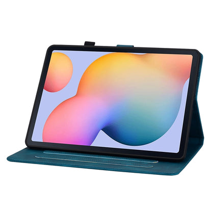 For Samsung Galaxy Tab S6 Lite Lily Embossed Leather Smart Tablet Case(Dark Blue) by bashfashion
