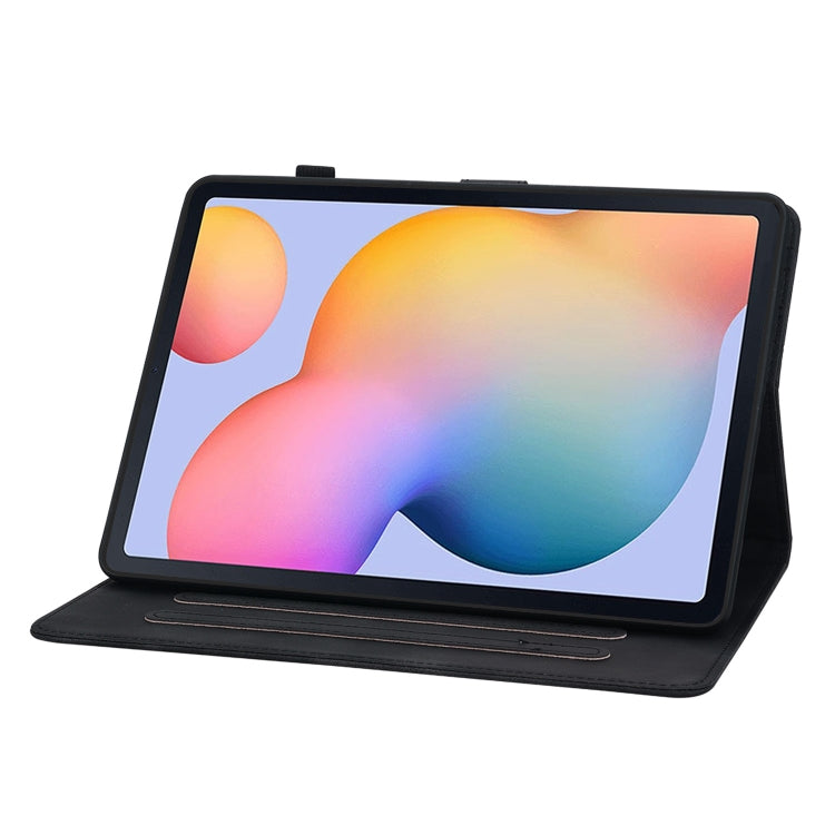 For Samsung Galaxy Tab S6 Lite Lily Embossed Leather Smart Tablet Case(Black) by bashfashion