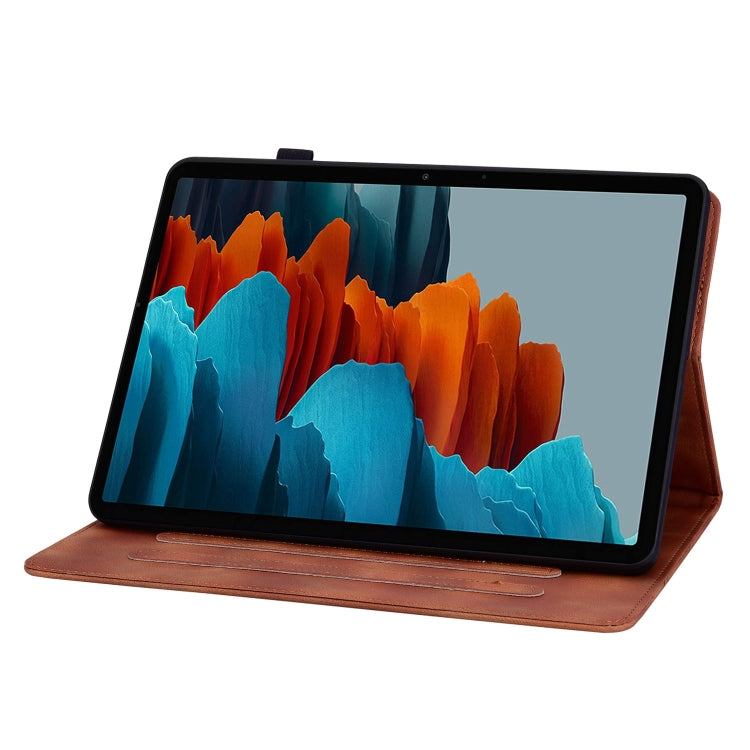 For Samsung Galaxy Tab S7 FE/S8+/S7+ Lily Embossed Leather Tablet Case(Brown) by bashfashion